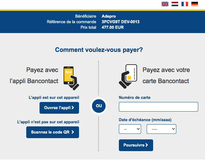 Paiement par Bancontact